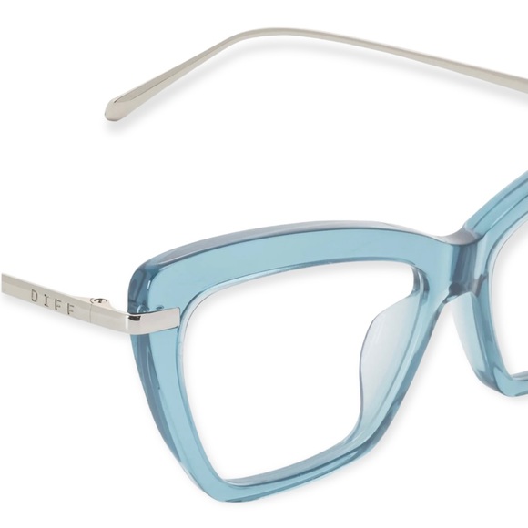 DIFF Mila Bluelight Glasses Teal Haze & Silver Frame Blue Light Blocking Lenses - Picture 4 of 6